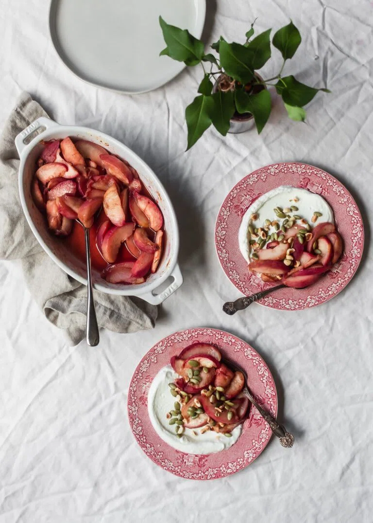 Baked Peaches With Honey & Ginger