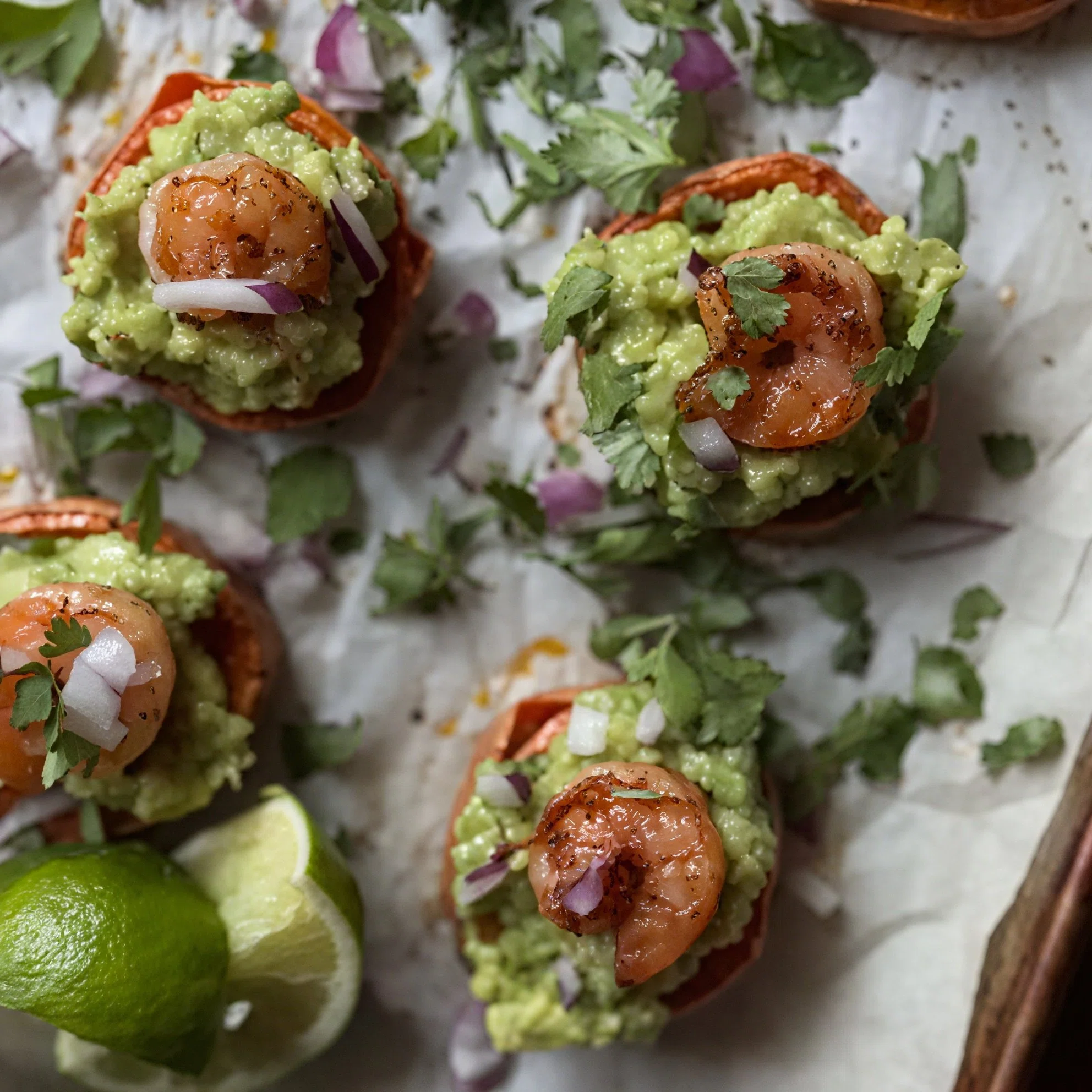 Sweet Potato Bites with Shrimp & Avocado