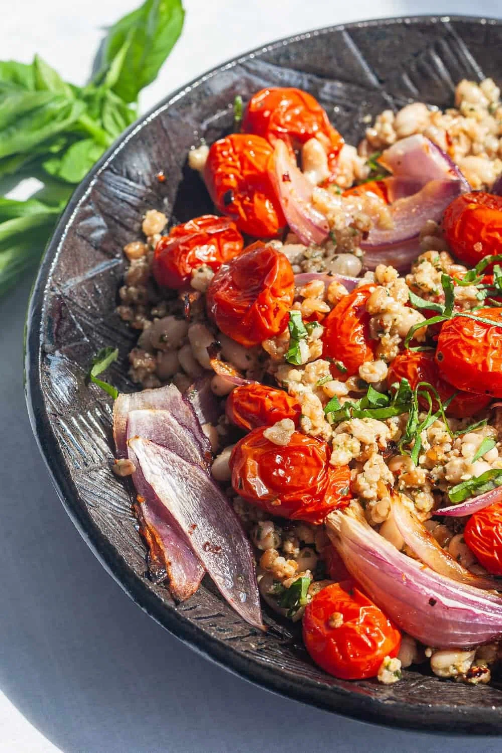 Farro with Blister Tomato and Pesto 