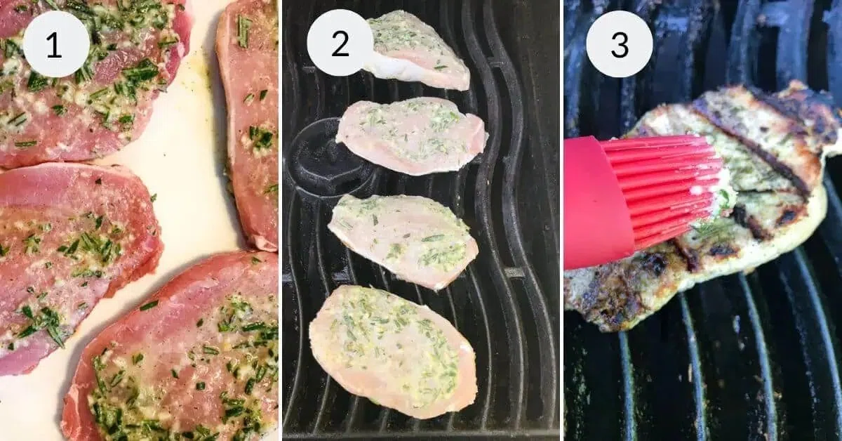Grilled Boneless Pork Chops with Garlic and Rosemary
