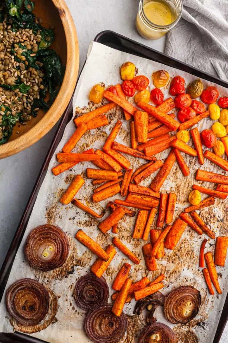 Kale Lentil Salad with Roasted Vegetables 