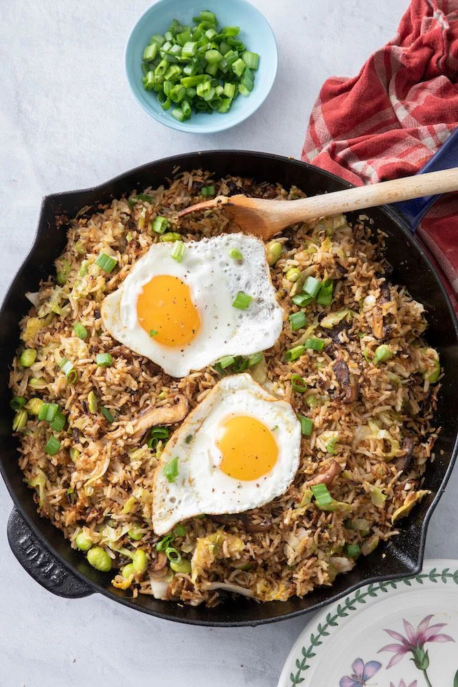 Crispy Rice with Shiitakes and Cabbage