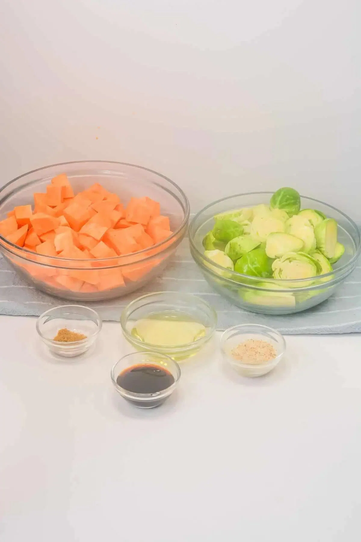 Roasted Sweet Potatoes with Brussel Sprouts
