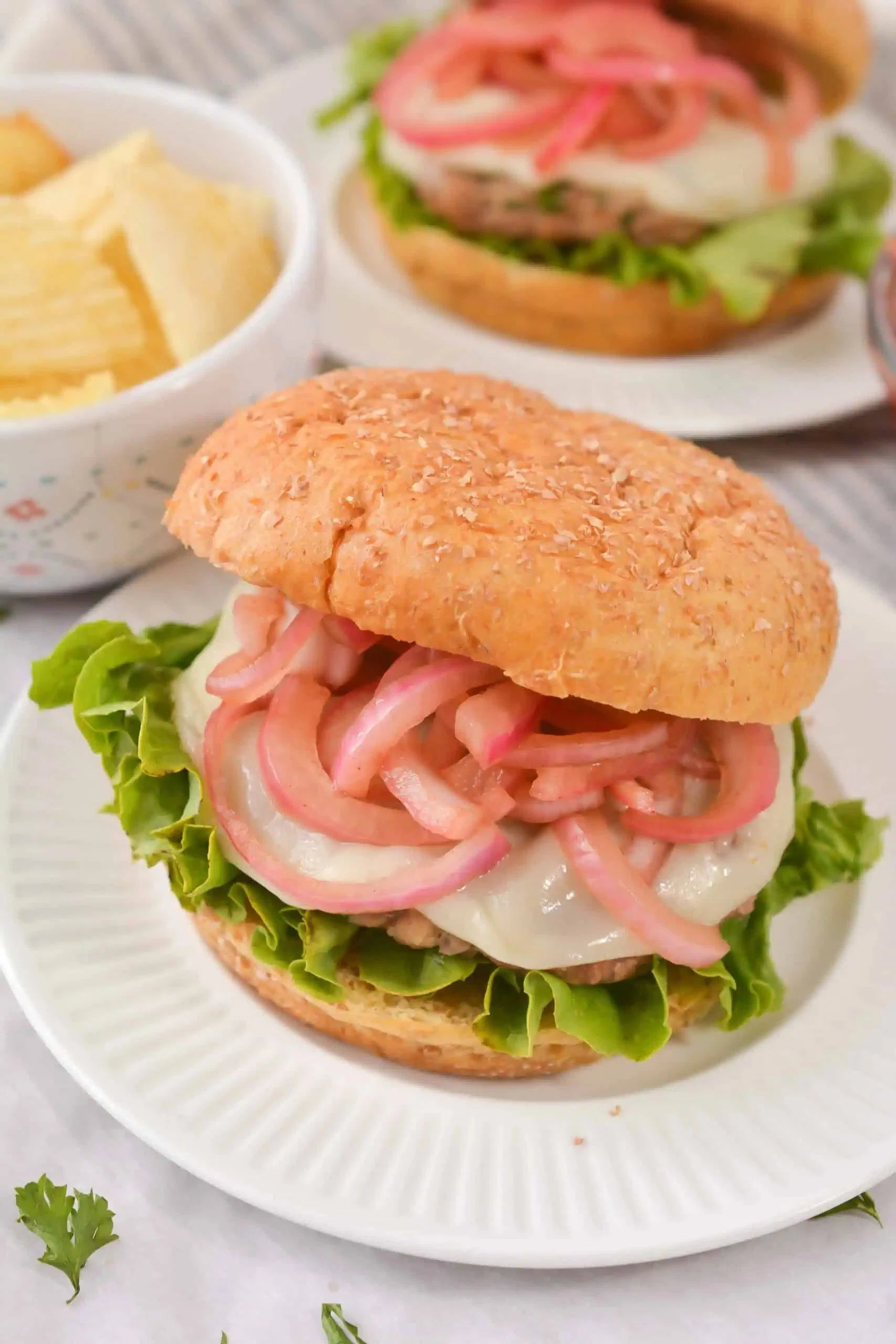 Grilled Turkey Burgers with Pickled Onions