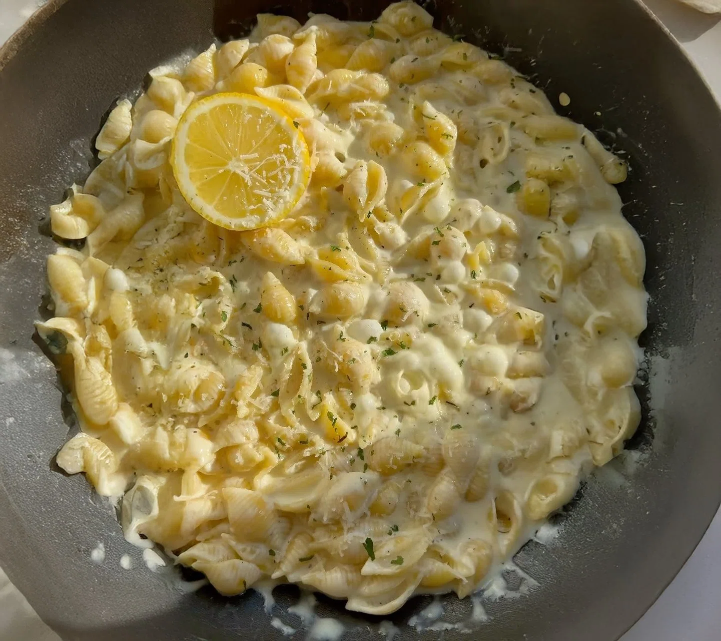 Lemon Cream Pasta with Roasted Garlic