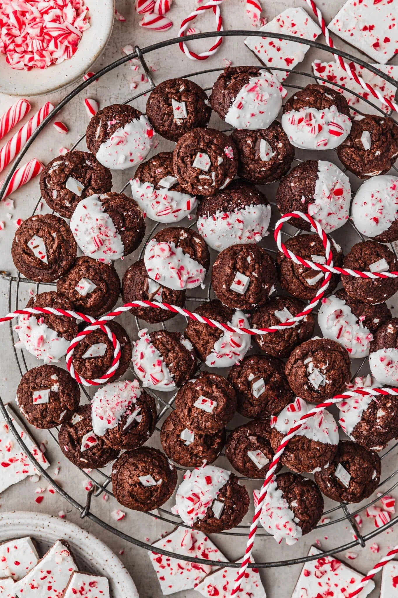 Chewy Mini Chocolate Peppermint Bark Cookies