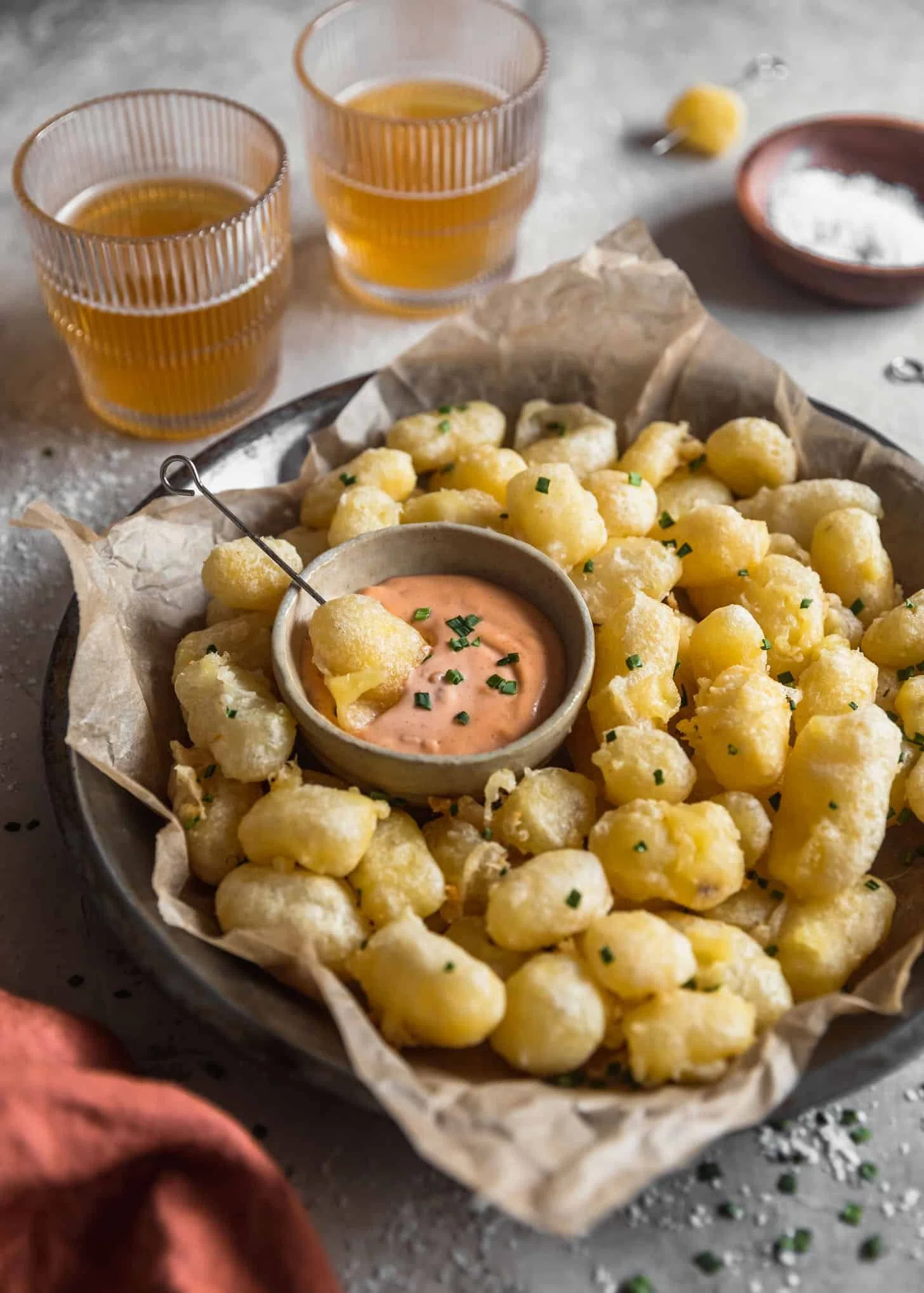 Tempura Fried Cheese Curds With Sriracha Mayo
