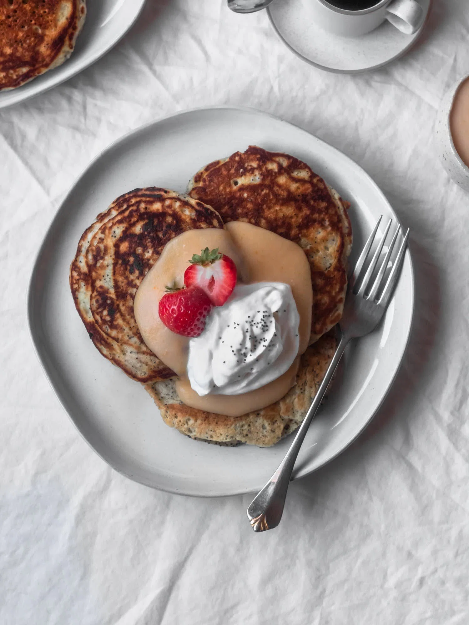 Poppy Seed Pancakes + Blood Orange Curd