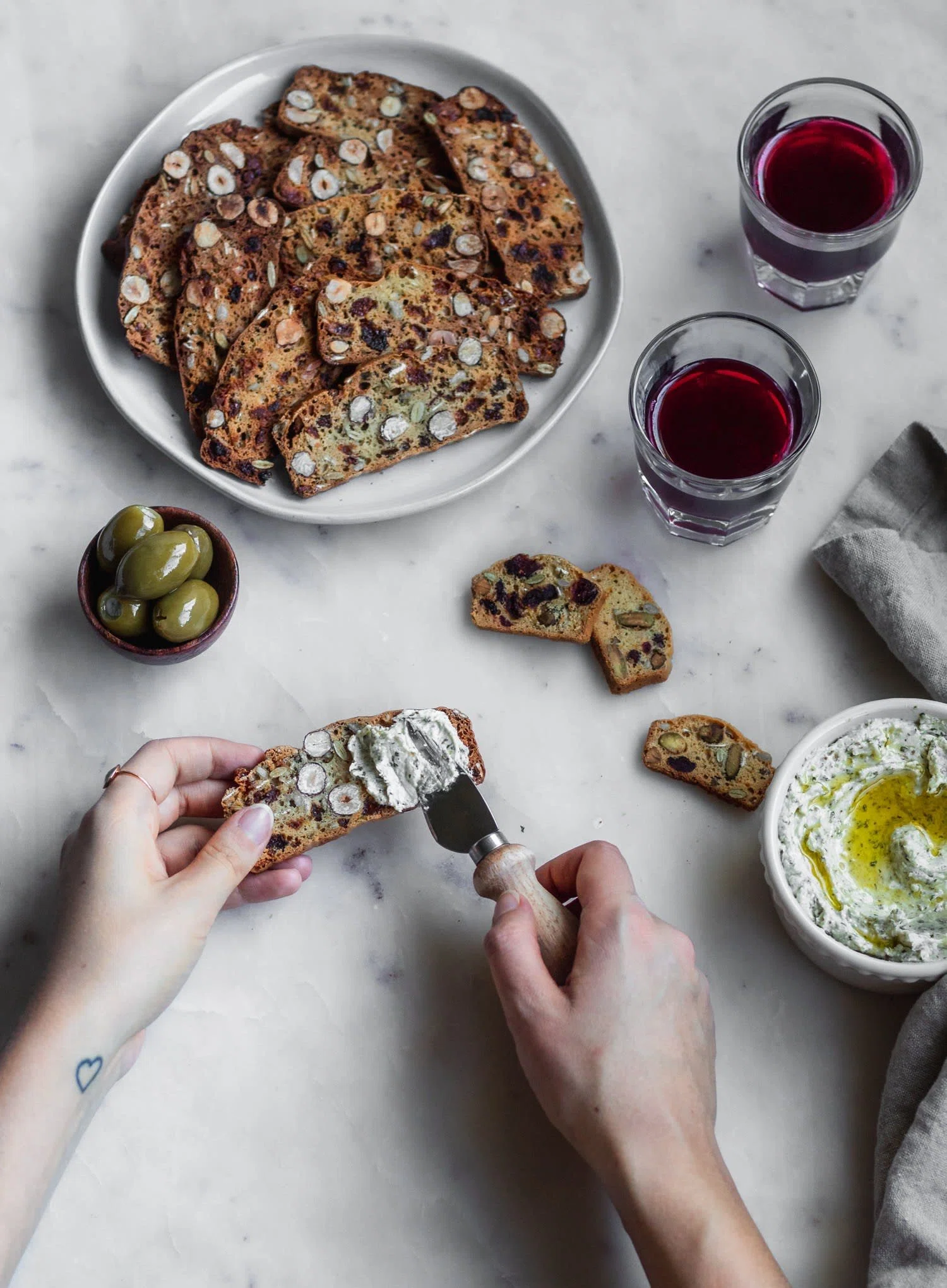 Homemade Fruit And Nut Crisps + Za’Atar Whipped Feta