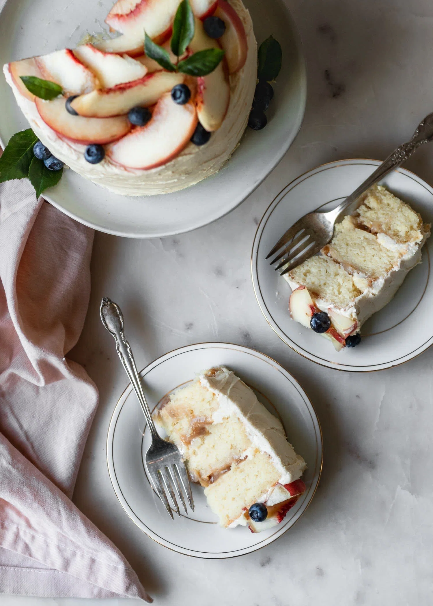 Vanilla Cake With Peach Filling & Caramelized White Chocolate Buttercream