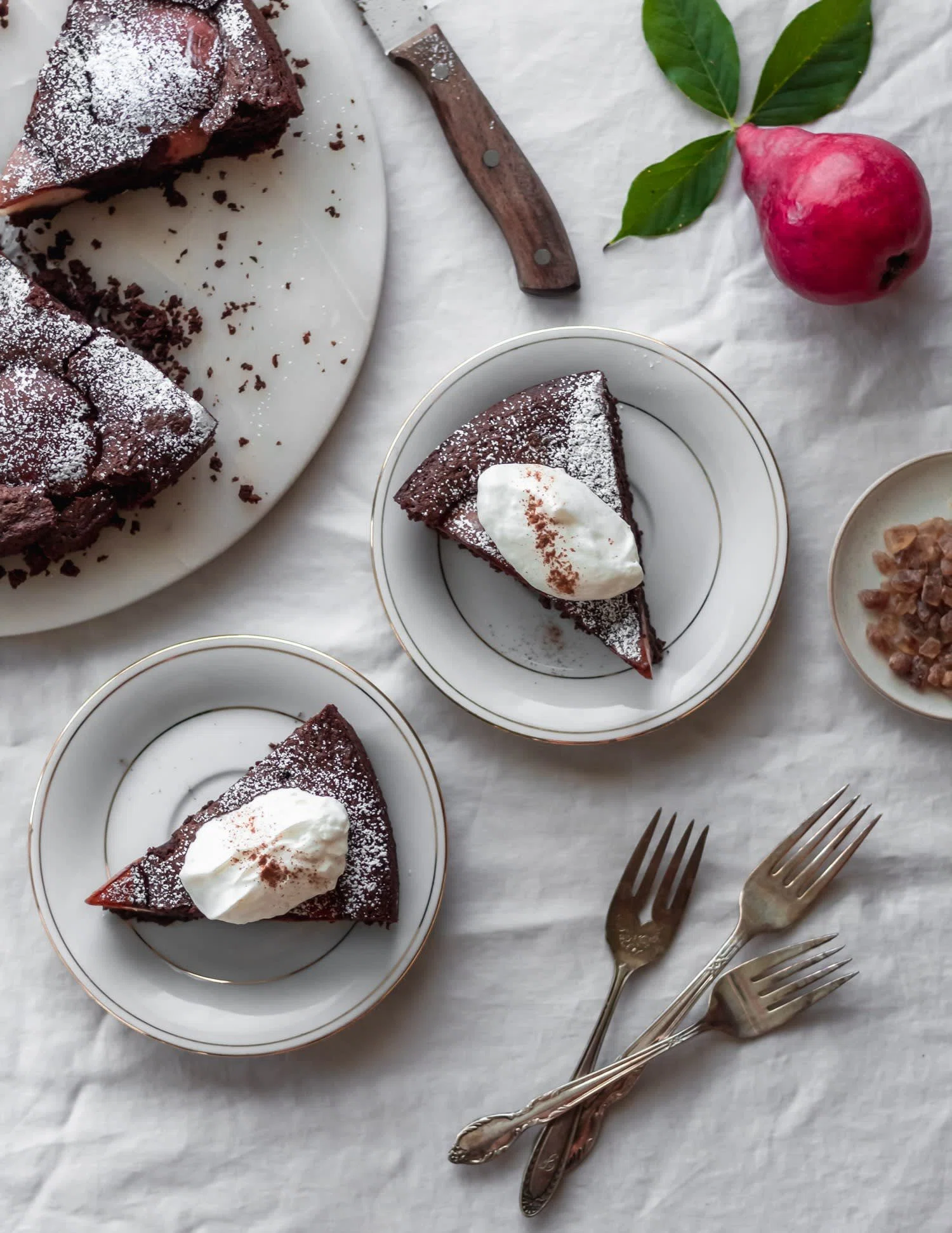 Chocolate Hazelnut Pear Cake + Maple Cream