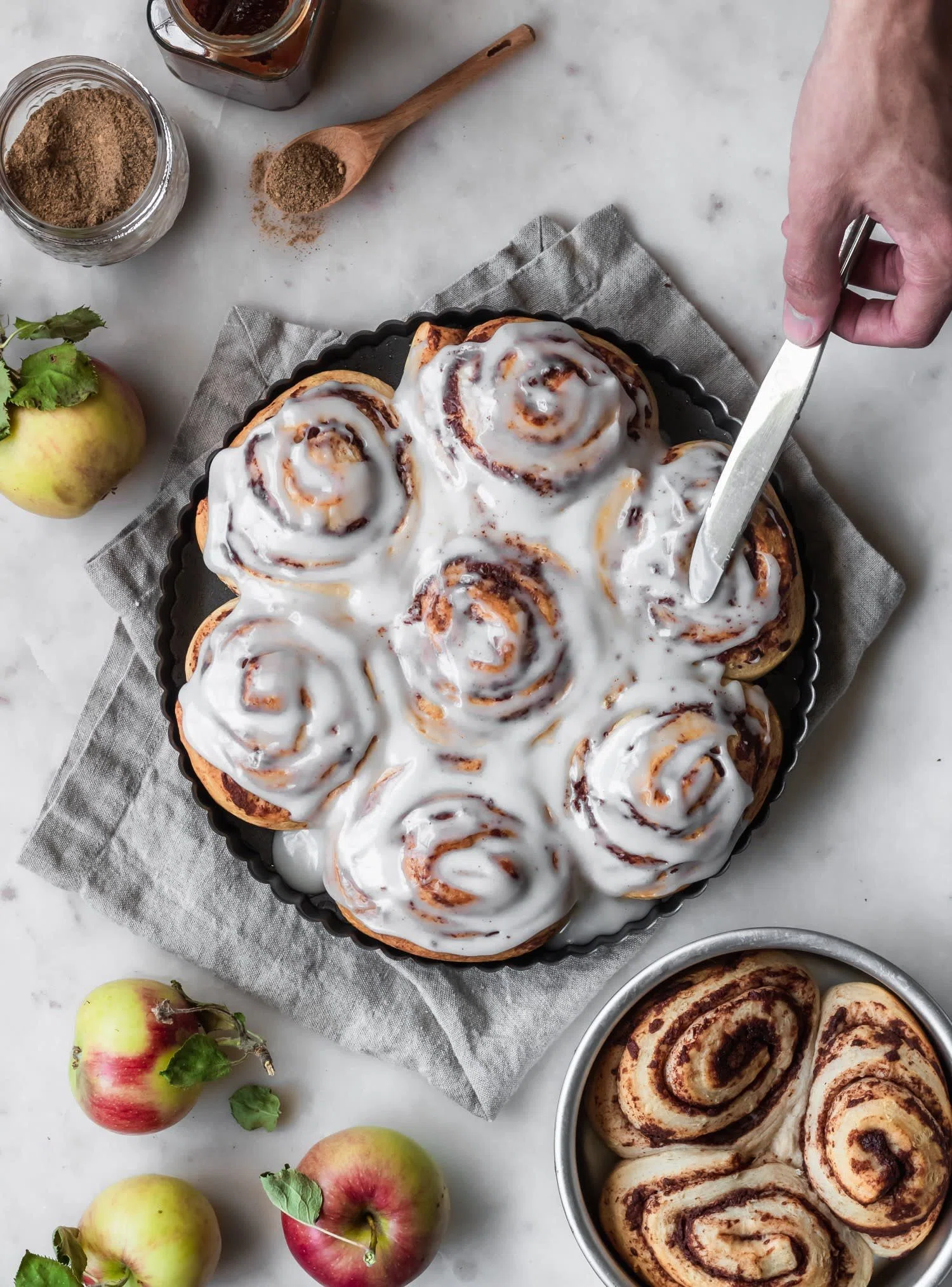 Apple Butter Cinnamon Rolls With Brown Butter Frosting