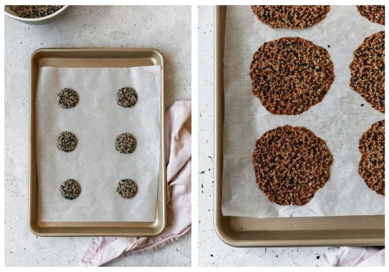 Sesame Lace Cookies With Dark Chocolate