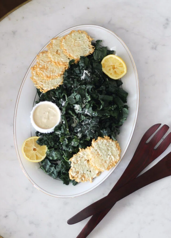 Kale Salad With Greek Yogurt Caesar Dressing