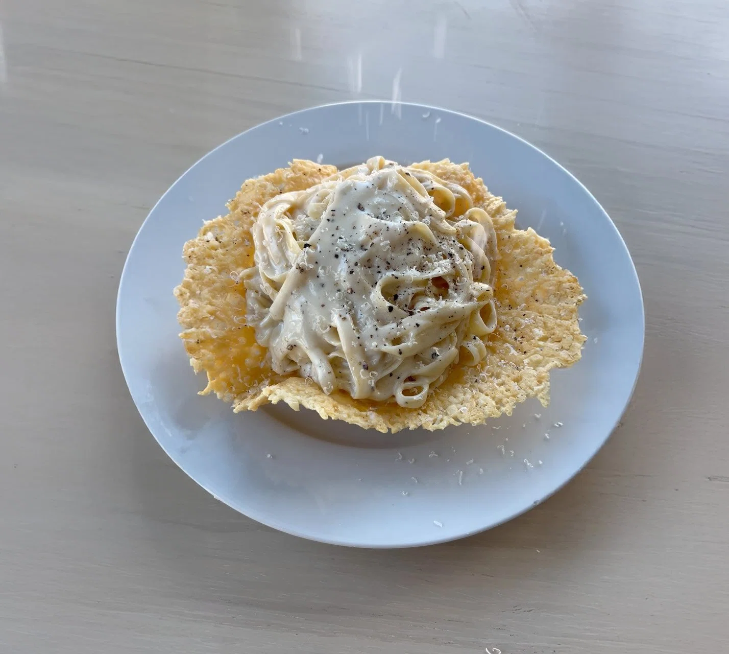 Cacio e Pepe Mac & Cheese in a Parmesan Bowl