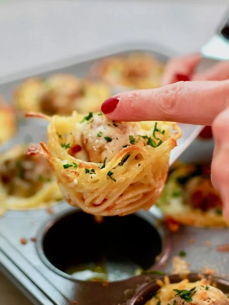 Spaghetti and Meatball Muffins