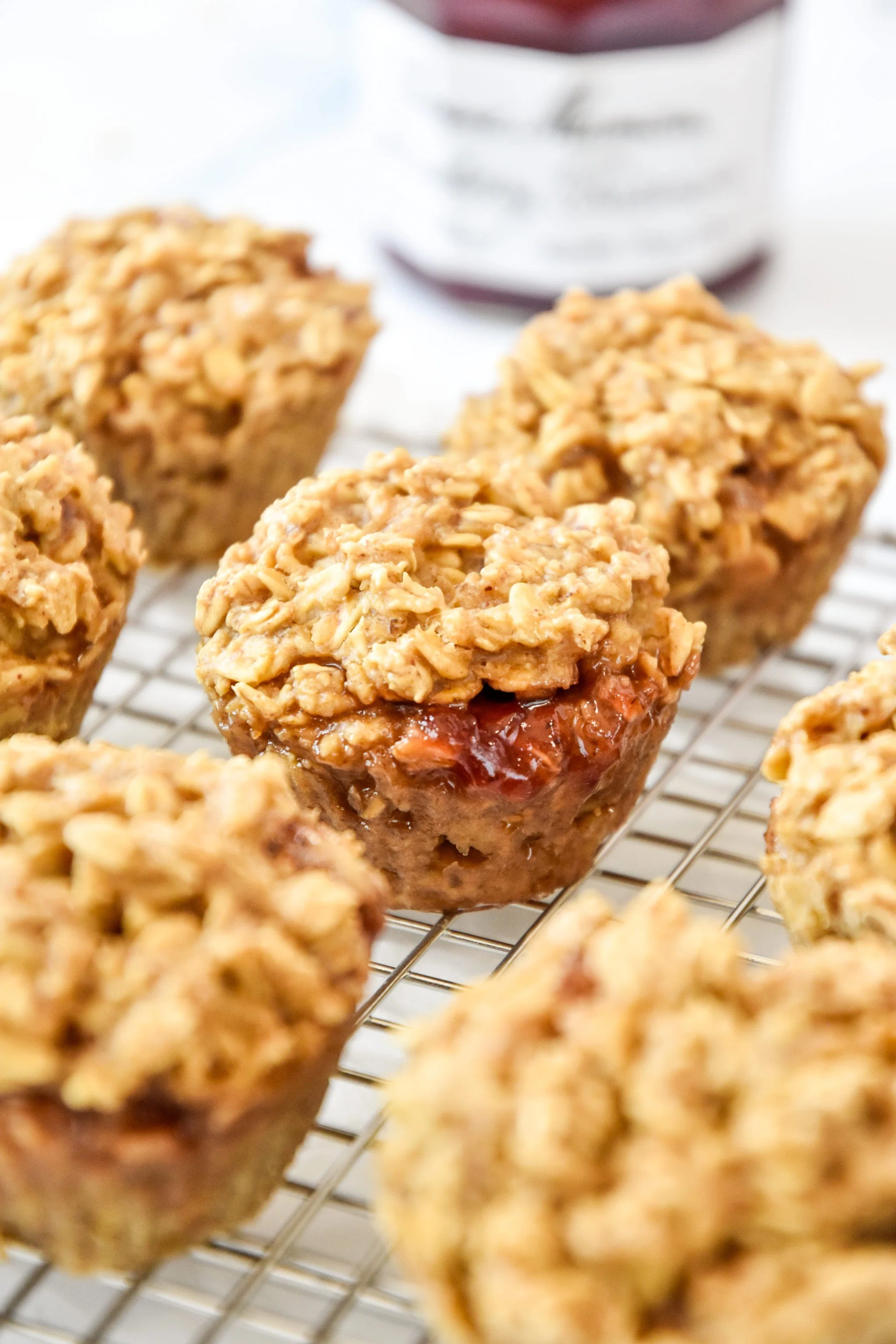 Peanut Butter & Jelly Baked Oatmeal Cups