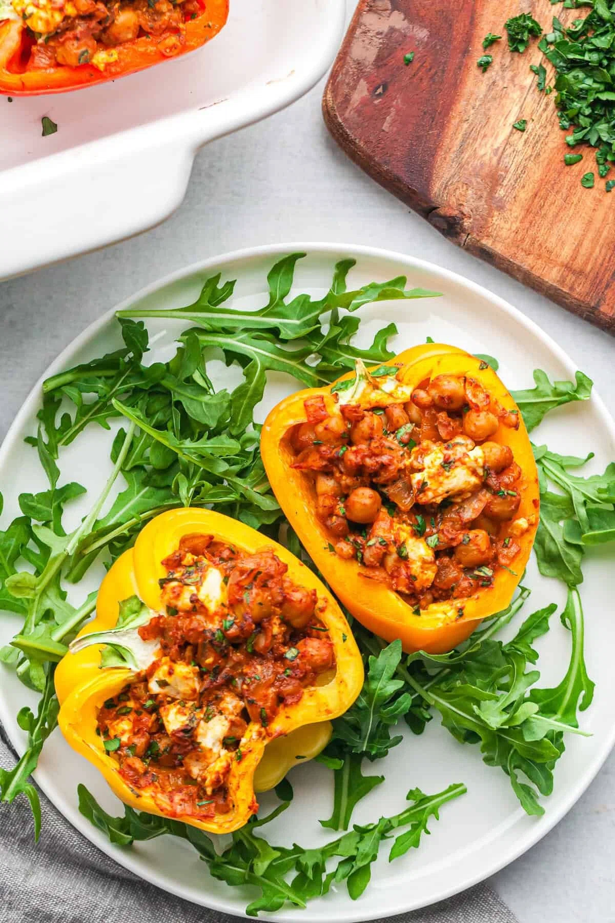 Harissa Chickpea Stuffed Peppers