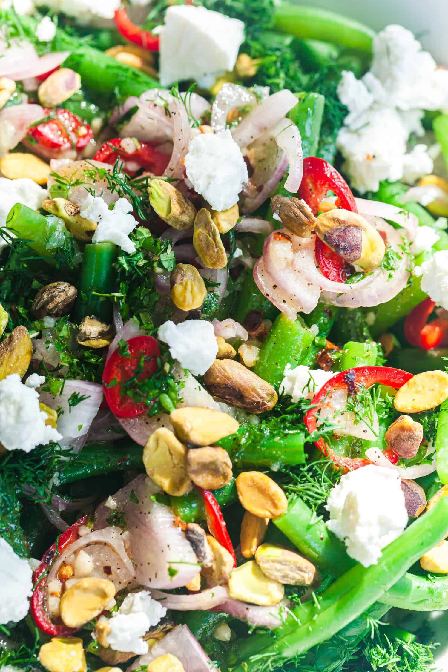 Green Bean Salad with Fresno Chili, Herbs & Goat Cheese