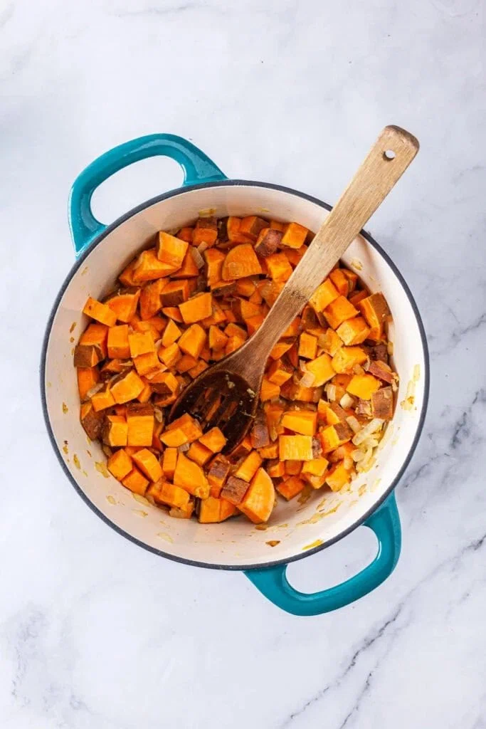 Red Curry Lentils with Sweet Potatoes and Spinach