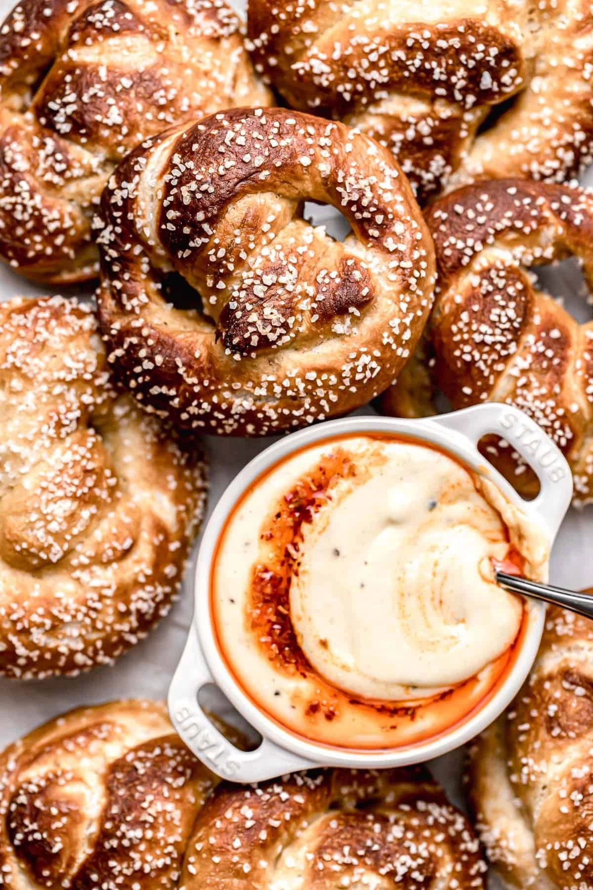 Salted Soft Pretzels with Cheese Dip
