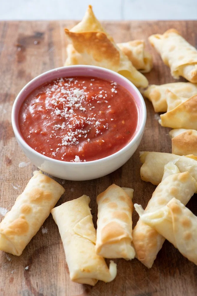 Air Fried Wonton Mozzarella Sticks