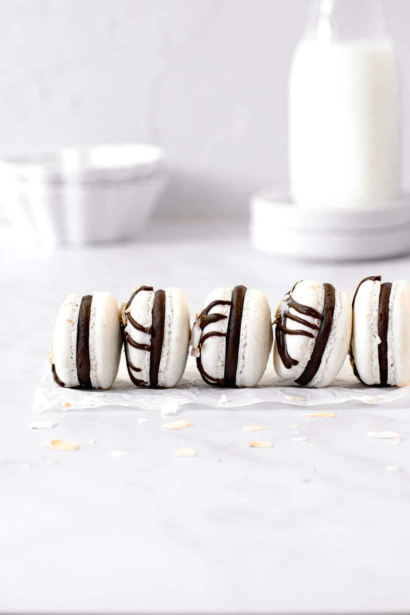 Almond Chocolate Coconut Macarons
