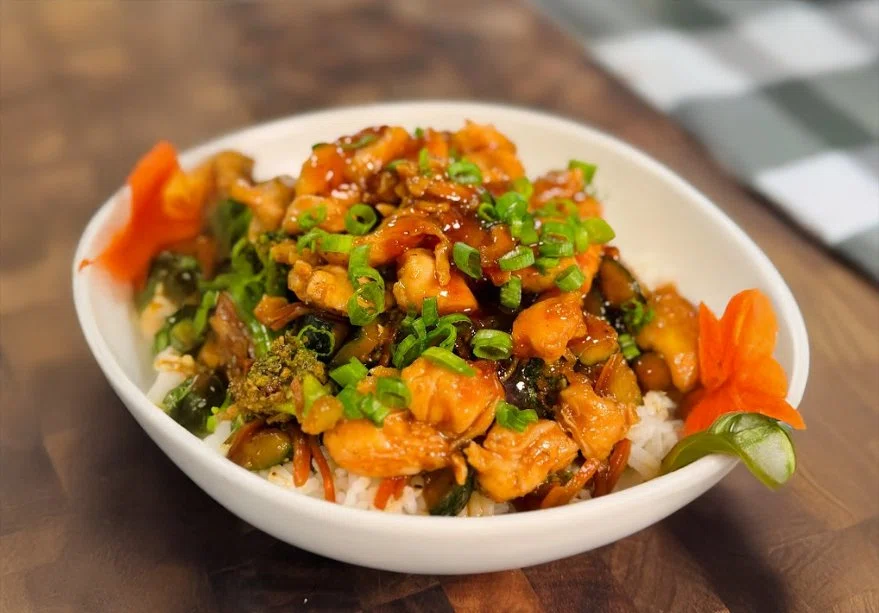 High Protein Spicy Honey Garlic Chicken Bowl