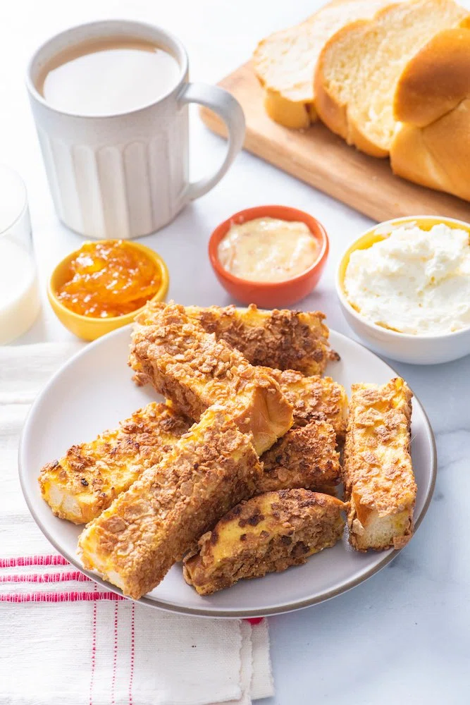 Crispy Orange Stuffed French Toast Sticks