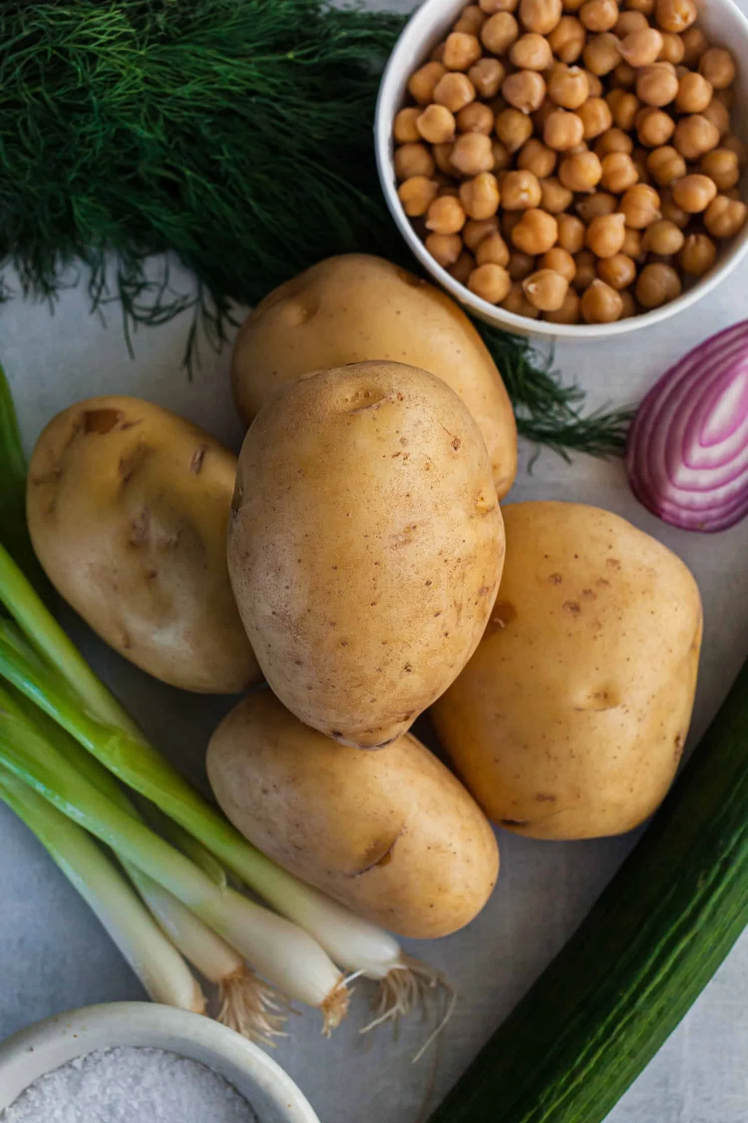 Dill Potato Salad with Chickpeas and Cottage Cheese Dressing