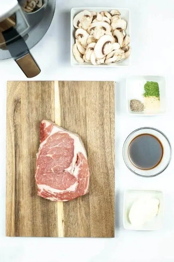 Air Fryer Ribeye Steak and Mushrooms