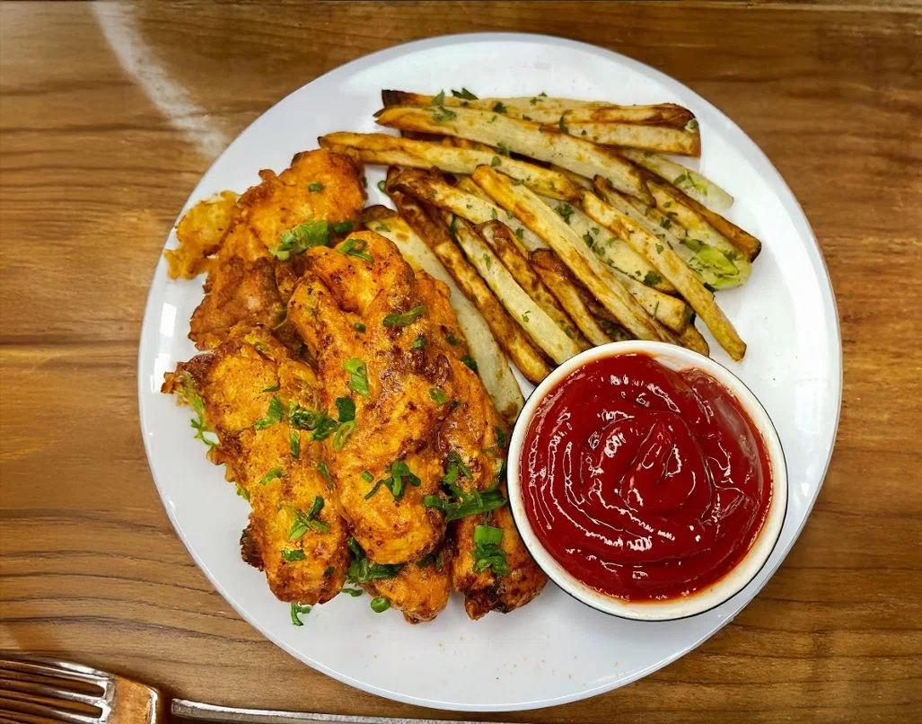 High Protein Buffalo Chicken with Fries