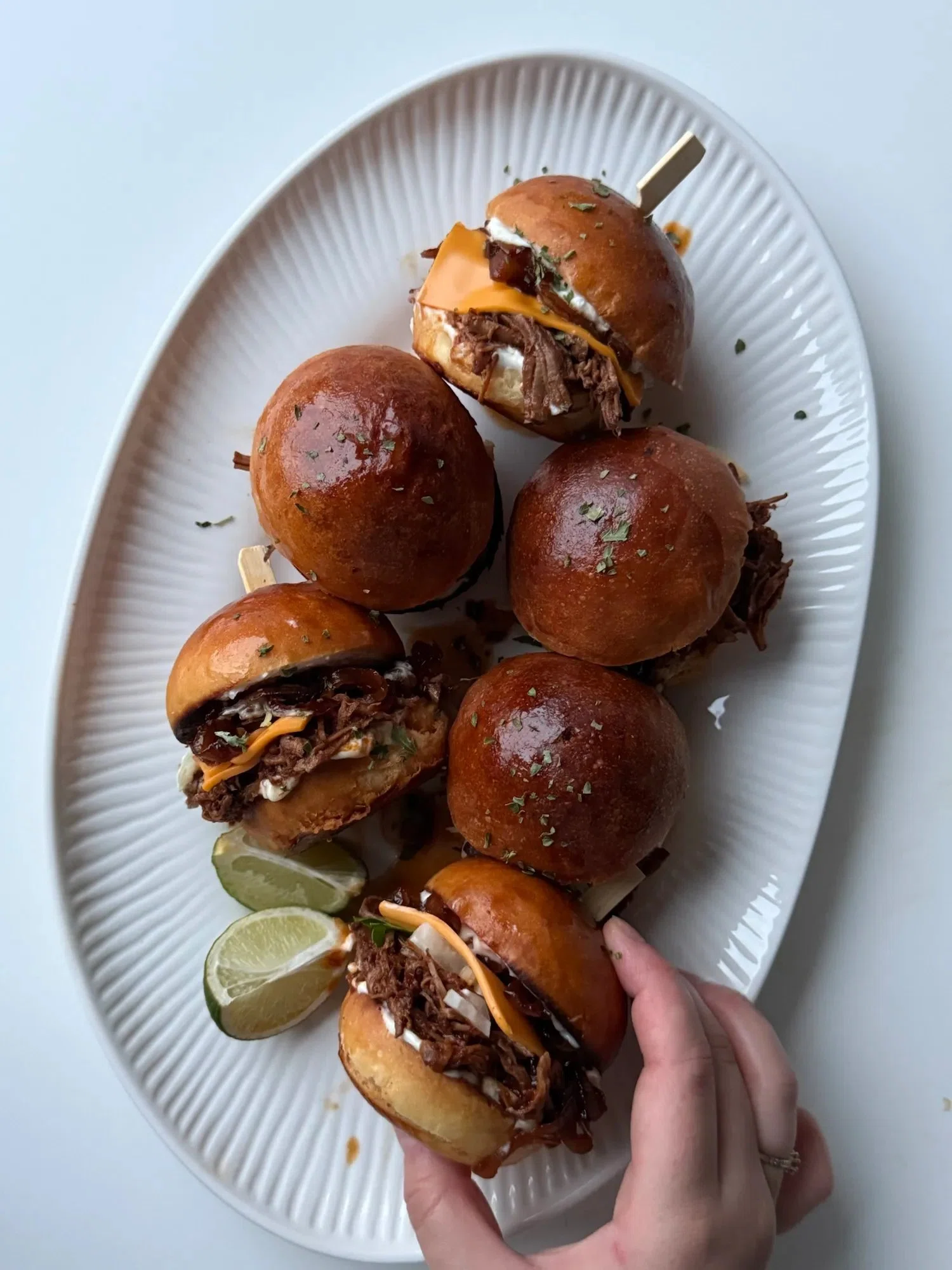 Birria Sliders with Caramelized Onions