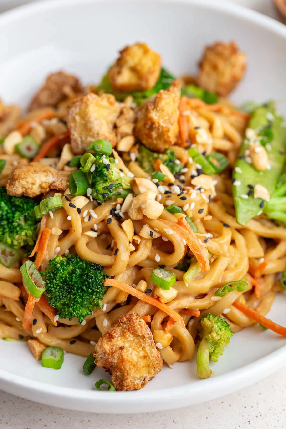 Peanut Tofu Noodles with Veggies