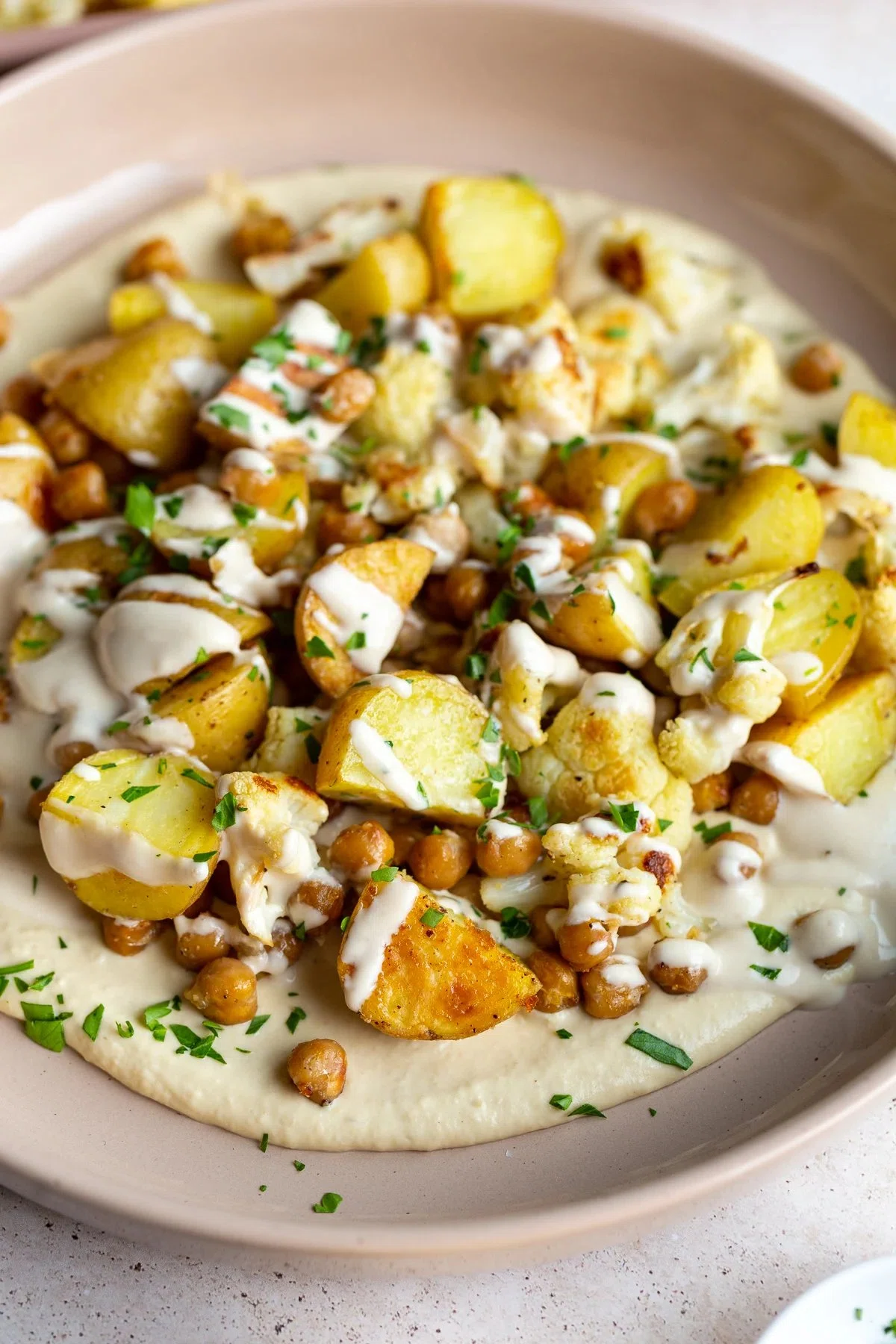 Roasted Potato, Chickpea, and Cauliflower Bowls