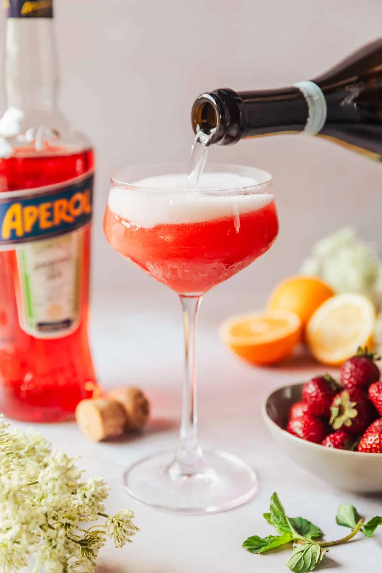 Frozen Aperol Spritz with Strawberries