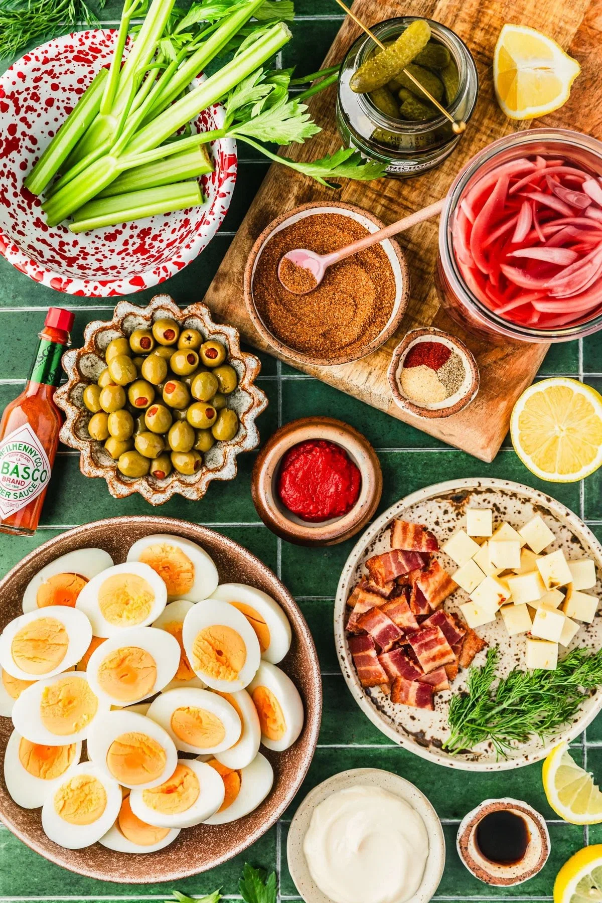 Bloody Mary Deviled Eggs