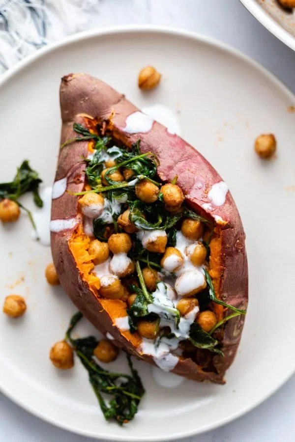 Chickpea Stuffed Sweet Potatoes
