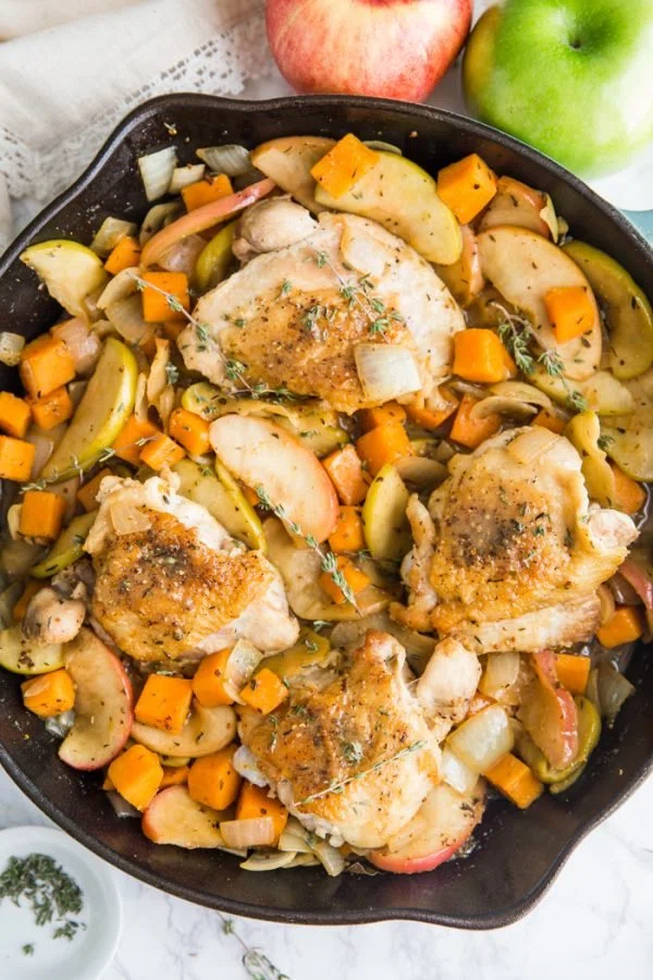 One Skillet Apple Cider Chicken