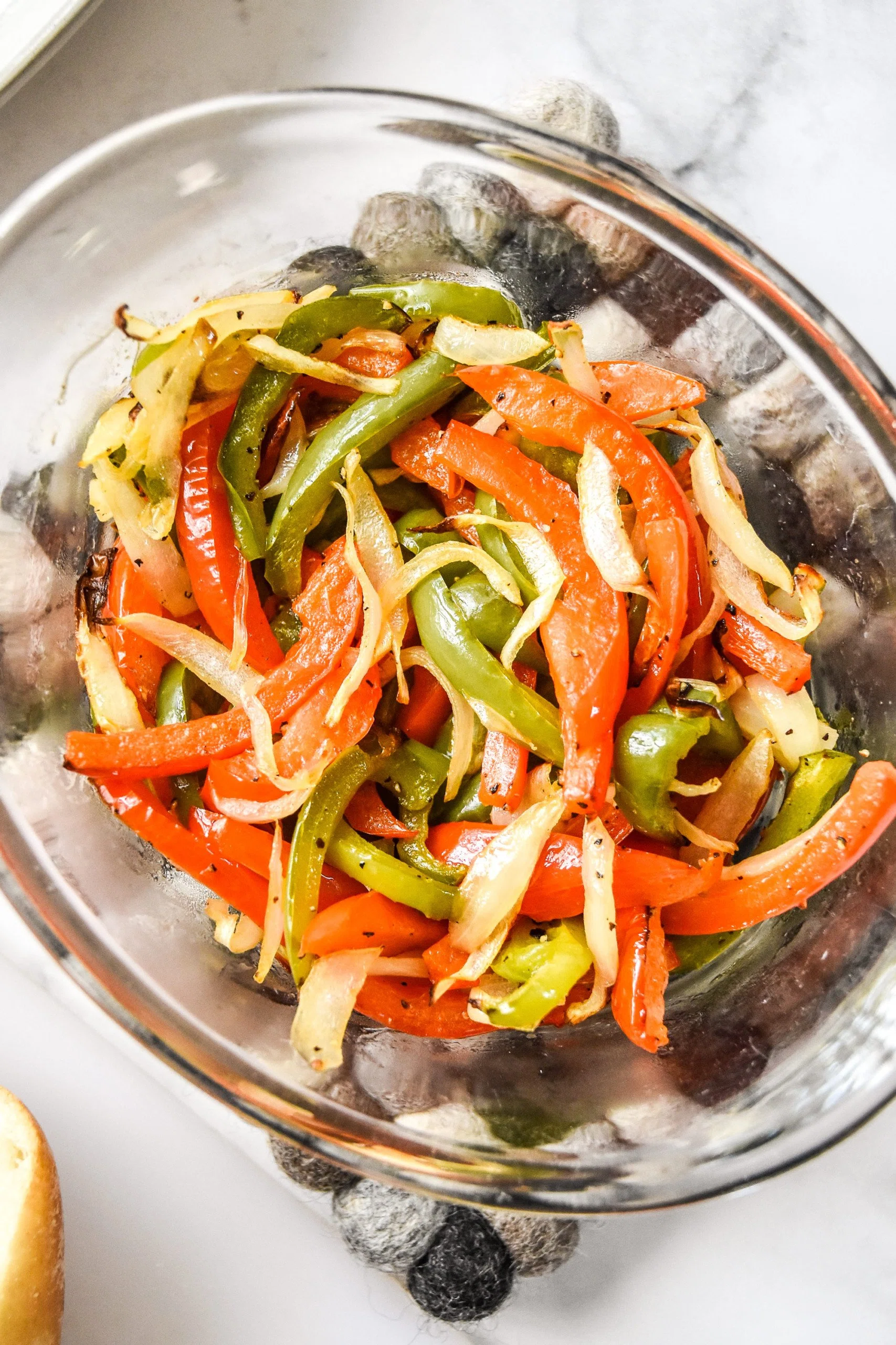 Air-Fryer Sausage Dogs with Peppers and Onions