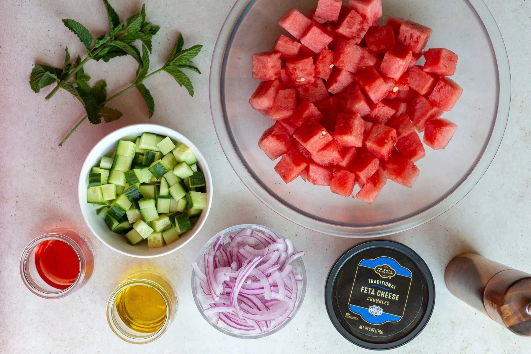 Watermelon Feta Mint Salad
