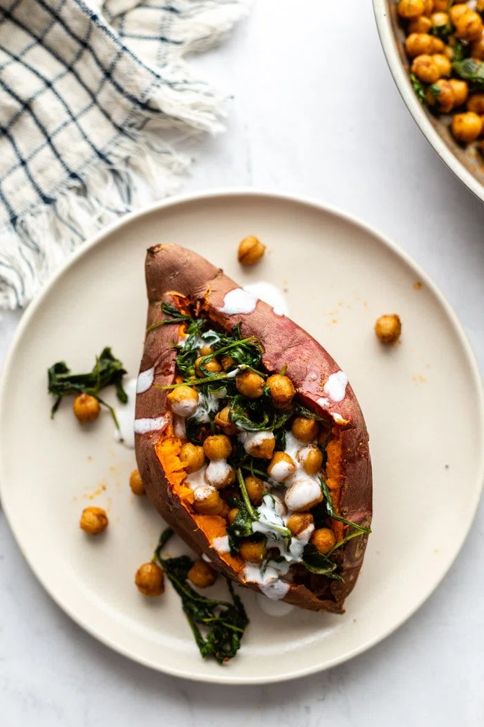 Chickpea Stuffed Sweet Potatoes