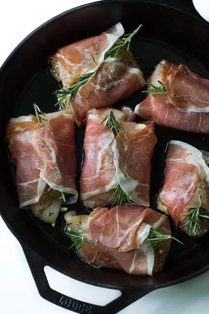 Goat Cheese Stuffed Rosemary Chicken in Prosciutto