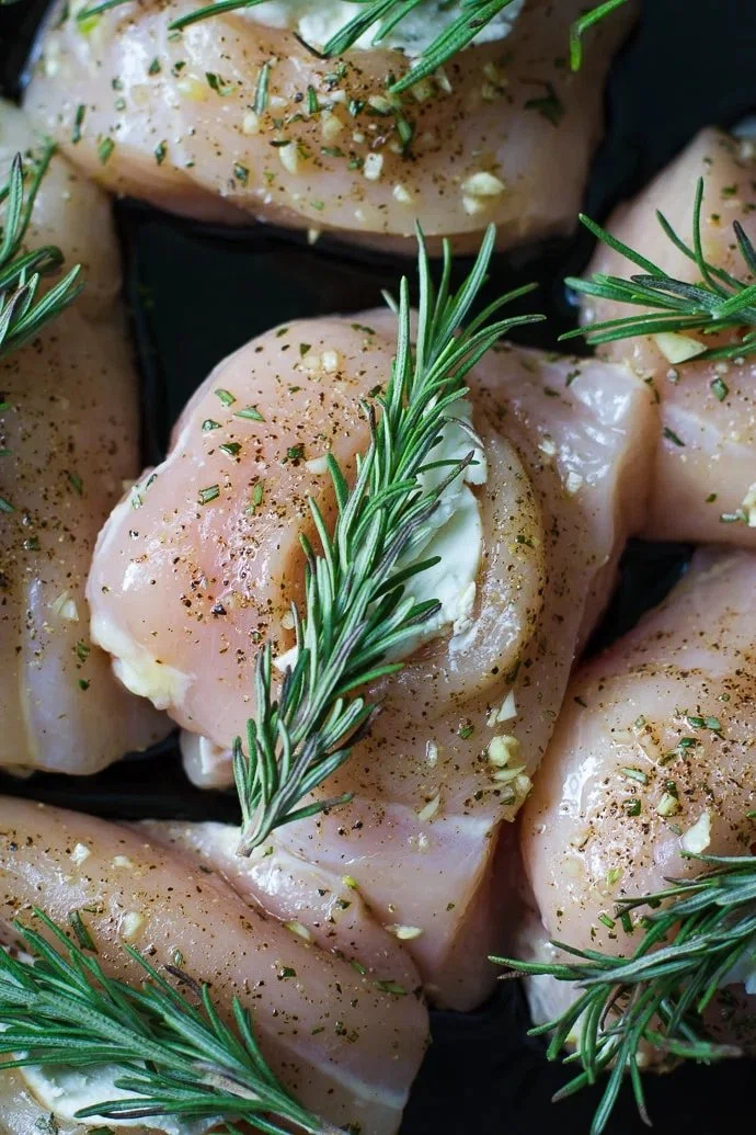 Goat Cheese Stuffed Rosemary Chicken in Prosciutto