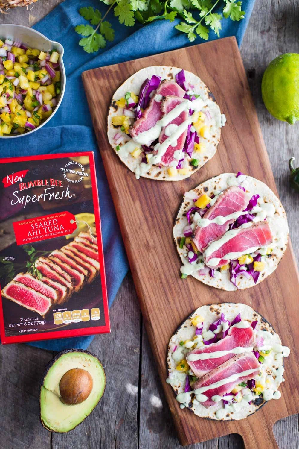 Ahi Tuna Tacos with Chunky Pineapple Salsa