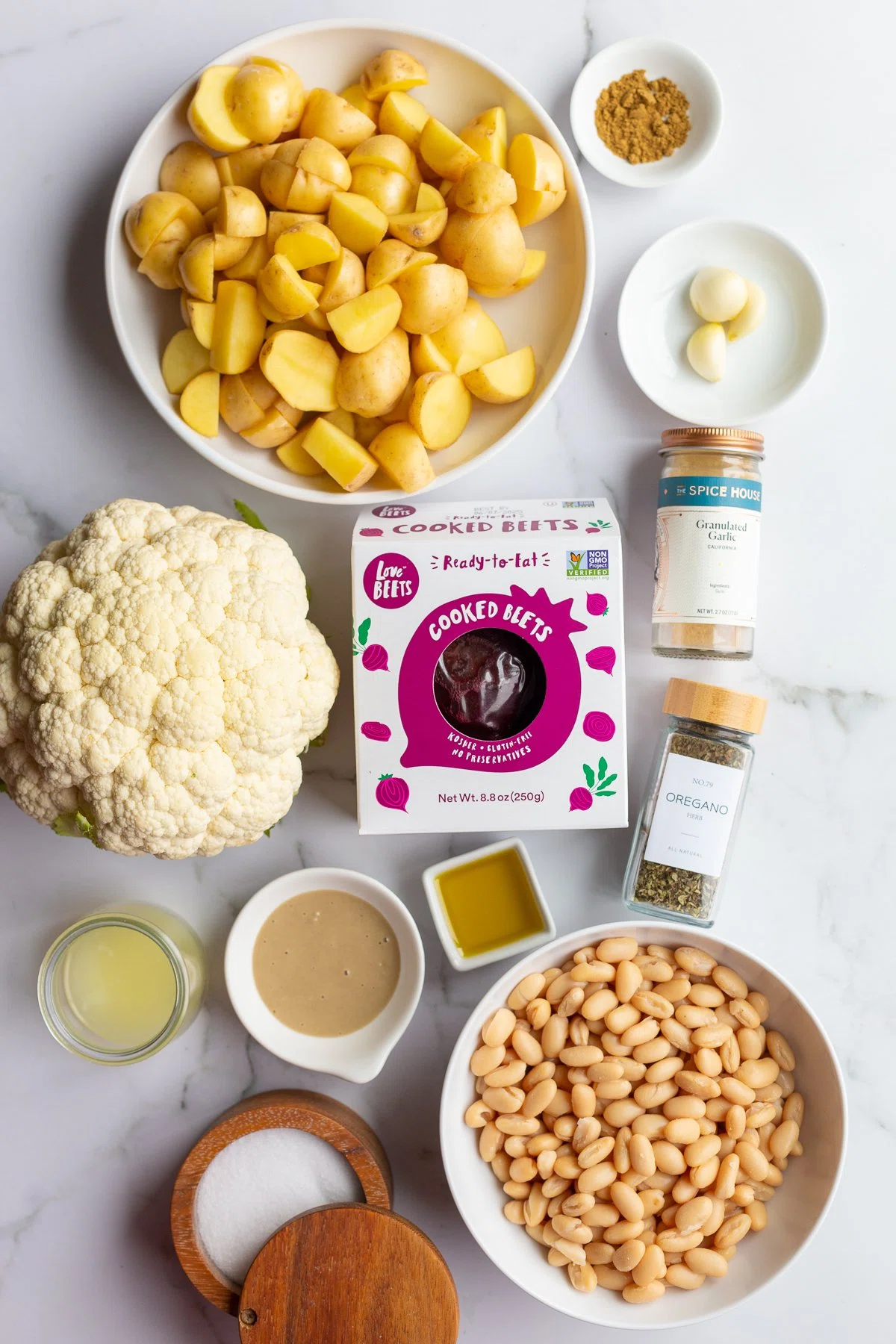 Cauliflower Steaks with Beet Bean Puree