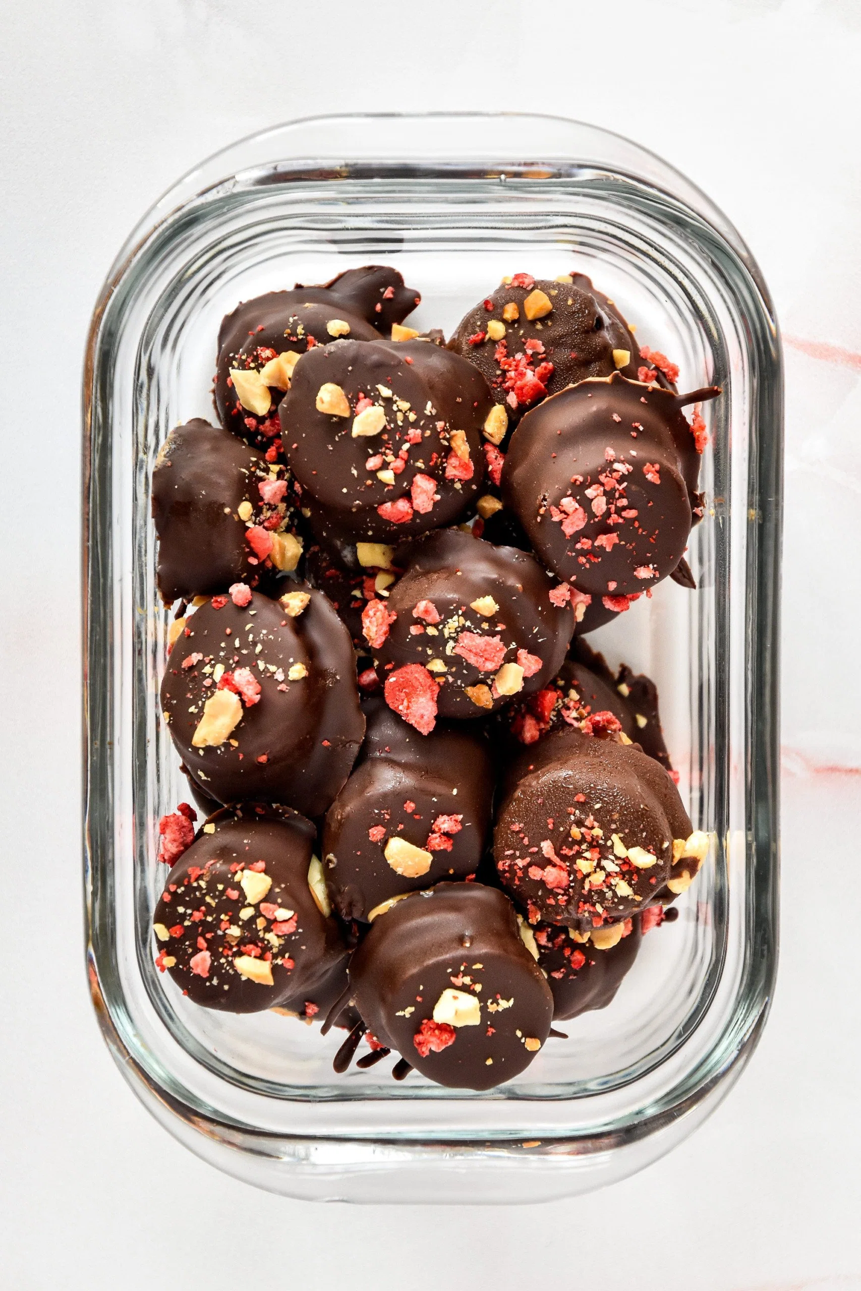 Chocolate Covered PB&J Banana Bites