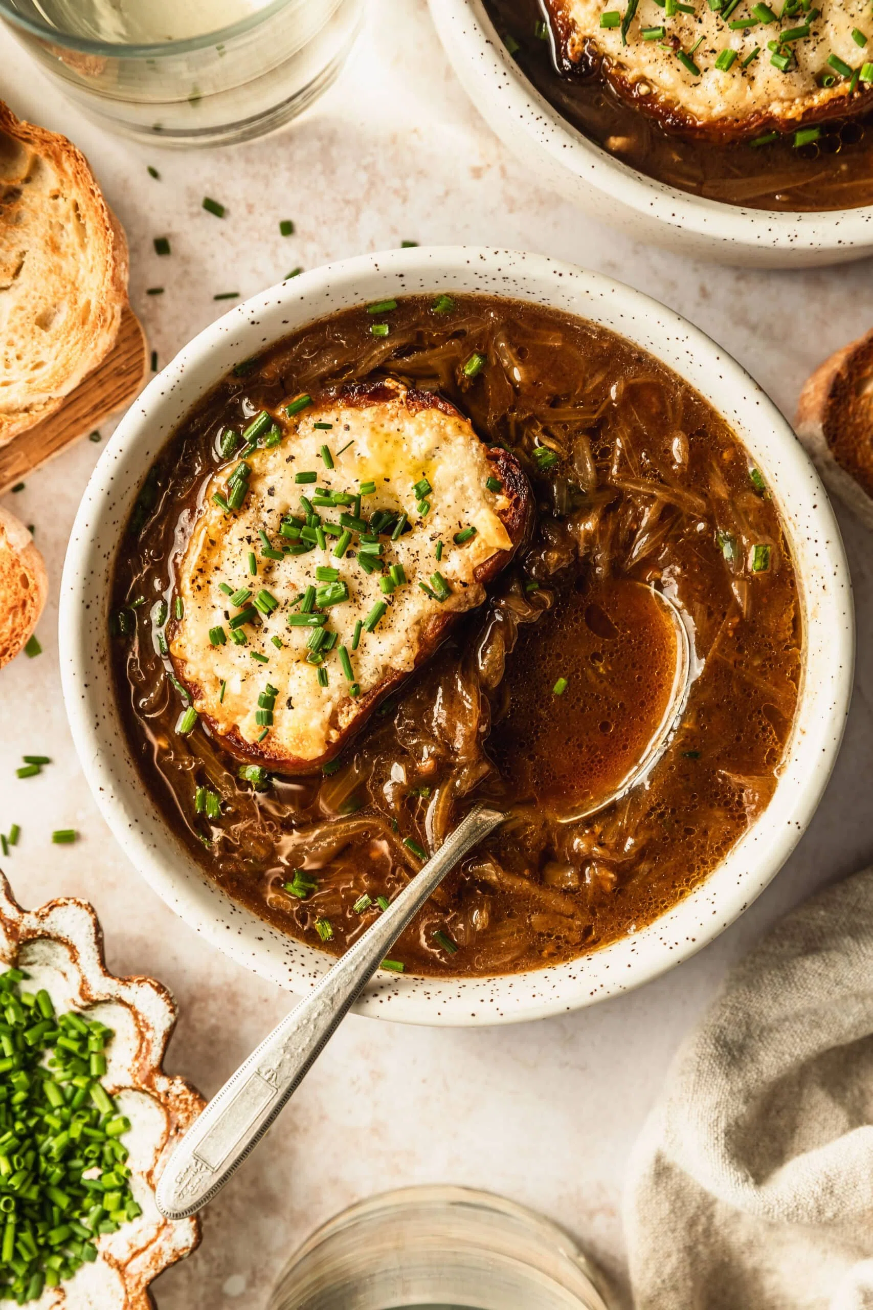 French Shallot Soup with Gruyère Croutons