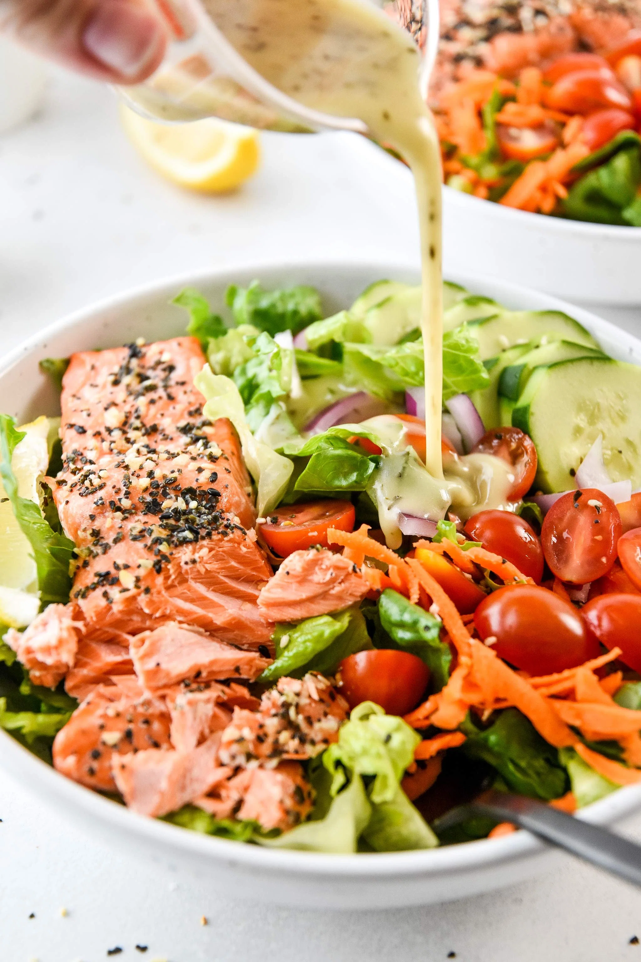 Everything Bagel Baked Salmon Salad Bowls