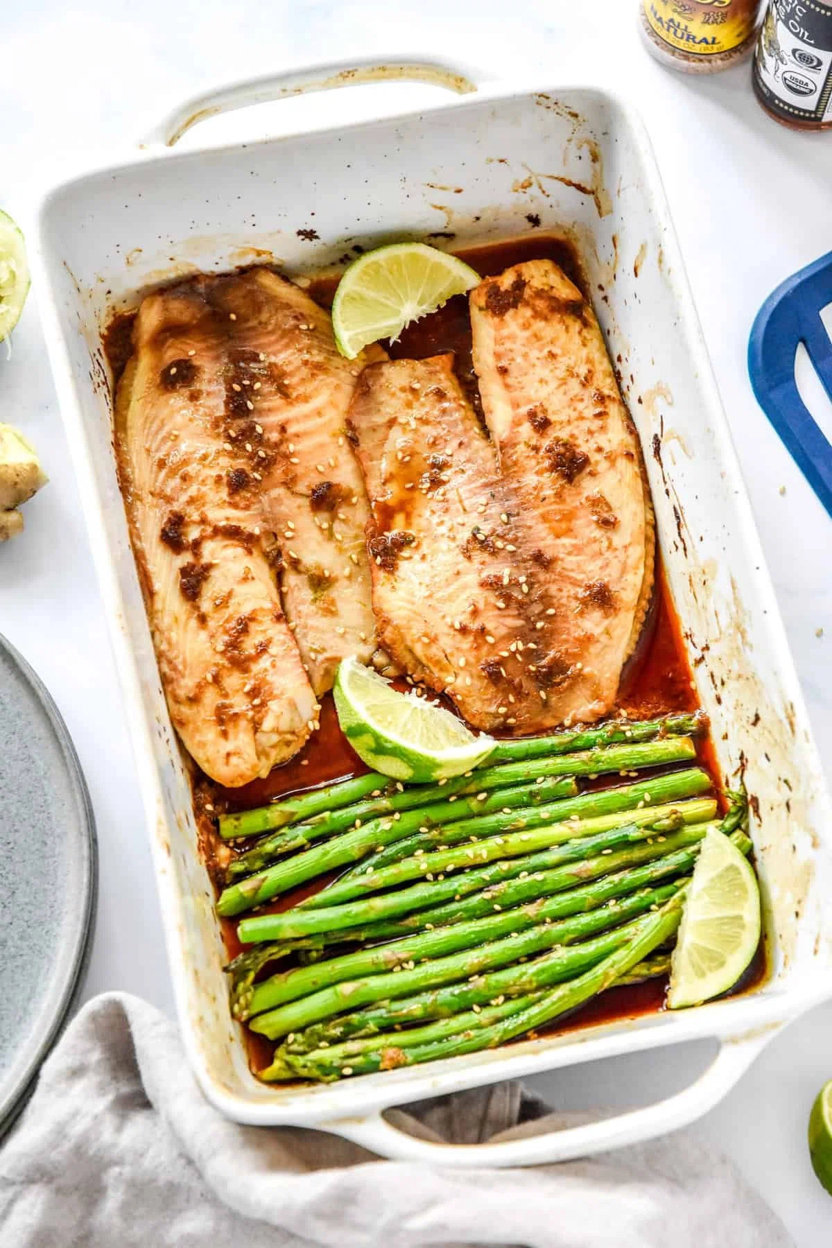 Ginger Soy Tilapia and Broiled Asparagus